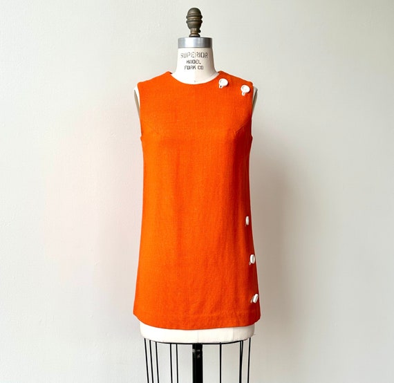 Vintage 1960s Mod Orange Sleeveless Shell | Small - image 1