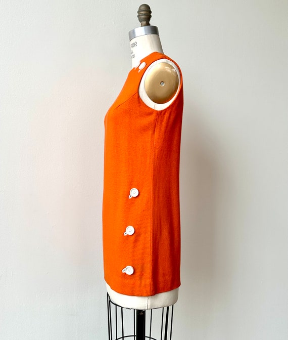 Vintage 1960s Mod Orange Sleeveless Shell | Small - image 3