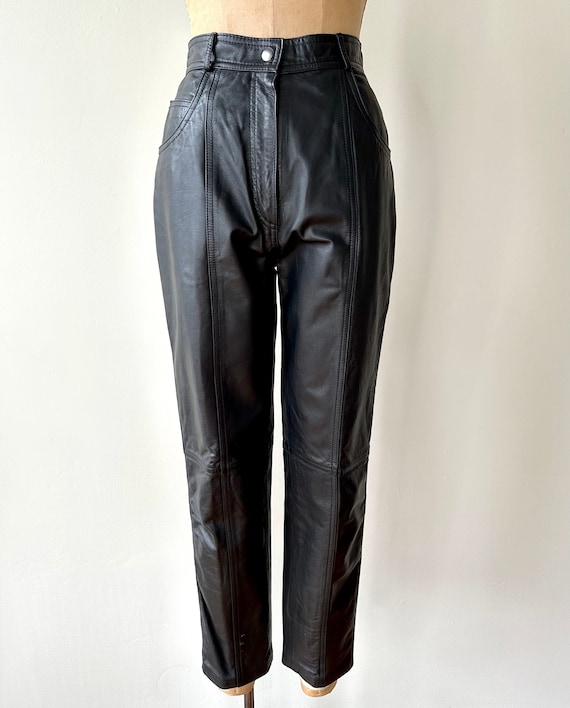 Vintage Black Leather Pants | 27” Waist | Size 6