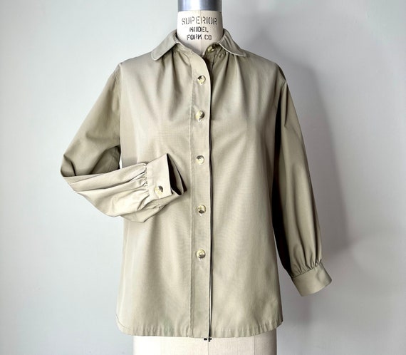 Vintage 1960s Khaki Shirt by Greta for Teal Train… - image 2