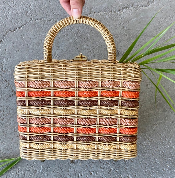 Vintage 60’s Wicker Purse/ Woven Wicker Purse/ Wic
