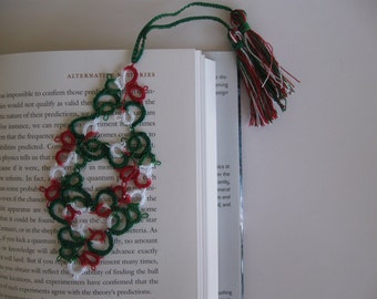 Tatted Bookmark in Shades of Christmas | Stocking Stuffers  | Book Accessories