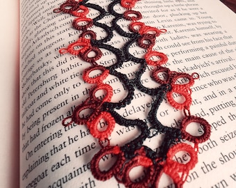 Red and Black Lace Bookmark | gifts for readers