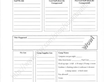 Druckbare RV Camp Log Buch Seite digitaler Download