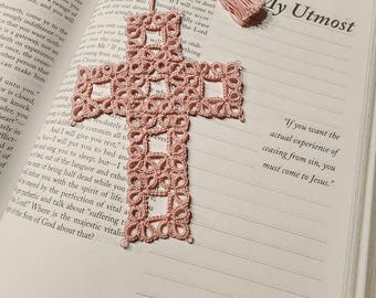 Pink Lace Cross Bookmark | Christian Gifts | Bible Accessories
