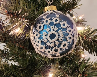 Medallion Lace Blue Christmas Ornament