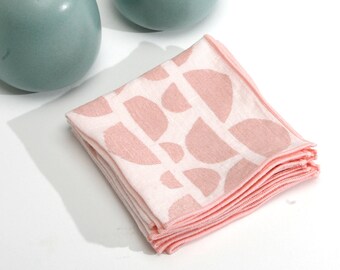 Blush Hand Printed Linen Cocktail Napkins - Add some style to your cocktail party or give as a hostess/housewarming or wedding gift.