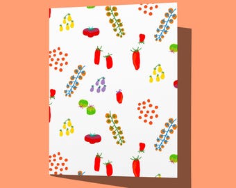 Tarjeta de tomate imprimible / Arte Tutti Tomati / Tarjeta de felicitación gastronómica caprichosa / Descarga digital / Tarjeta A2 + sobre / Regalo DIY