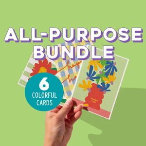 Greeting Card Bundle | All-Purpose Artistic Note Cards | Whimsical & Modern Stationery Set of 6 Cards | Small Biz Snail Mail | Ships Free