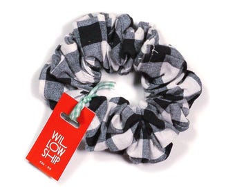 Coletero de tela suave: accesorio para el cabello en blanco y negro, accesorio para el cabello de estilo cottagecore, regalo minimalista para ella.