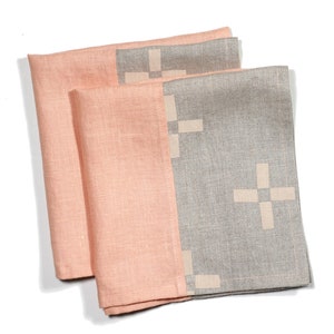 Color-blocked Linen Cloth Dinner Napkins: Melon