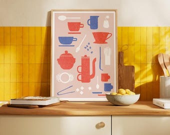 Impresión digital de arte con cafeína: arte mural divertido con café para la cocina o la cafetería. Decoración moderna imprimible para amantes del café. Descarga 6 JPEG.