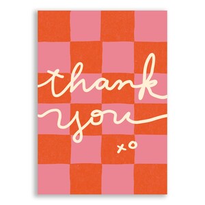 Merci xo - Carte de remerciement moderne en damier pour elle ou pour tout amateur de design
