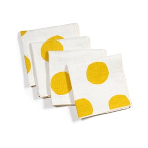 Scatter Hand-Printed Linen Cocktail Napkin in Sunshine Colorway Add some style to your wedding or cocktail party, give as a hostess gift. image 2