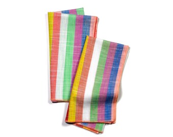 Rainbow Sherbet Multi-color Striped Cloth Dinner Napkins, Set of 2