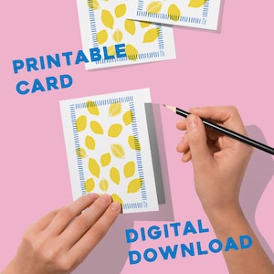 Printable Greeting Card | Lemon Art Card for Gardeners & Foodies | Digital Download | All Occasion Card | A2 with Envelope | DIY Gift