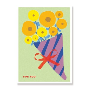 Para ti - Tarjeta de felicitación con un moderno ramo floral - Girasoles brillantes para cualquier amante de las flores