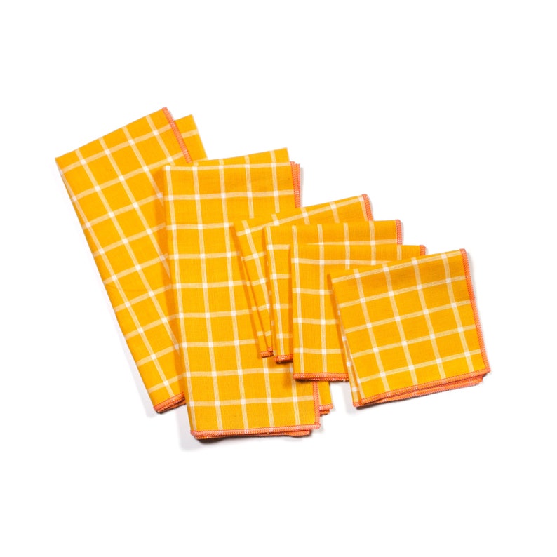 Tepache Yellow Windowpane Cloth Cocktail Napkins, Set of 4 image 7