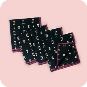 Folk stitchwork cocktailservetten, set van 4