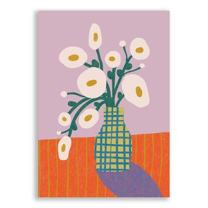 Strukturierte Vase - handillustrierte moderne Blumengruß-Karte für Sie oder jeden Blumenliebhaber