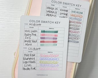 Color Swatch Key Card for Planners Journals Artists Pens Markers and Highlighters