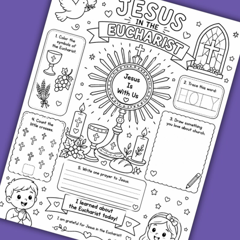 Catholic Eucharist Coloring Page Printable | First Communion Activity ...