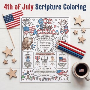 Christian 4th of July Coloring Page Printable, God Bless America ...