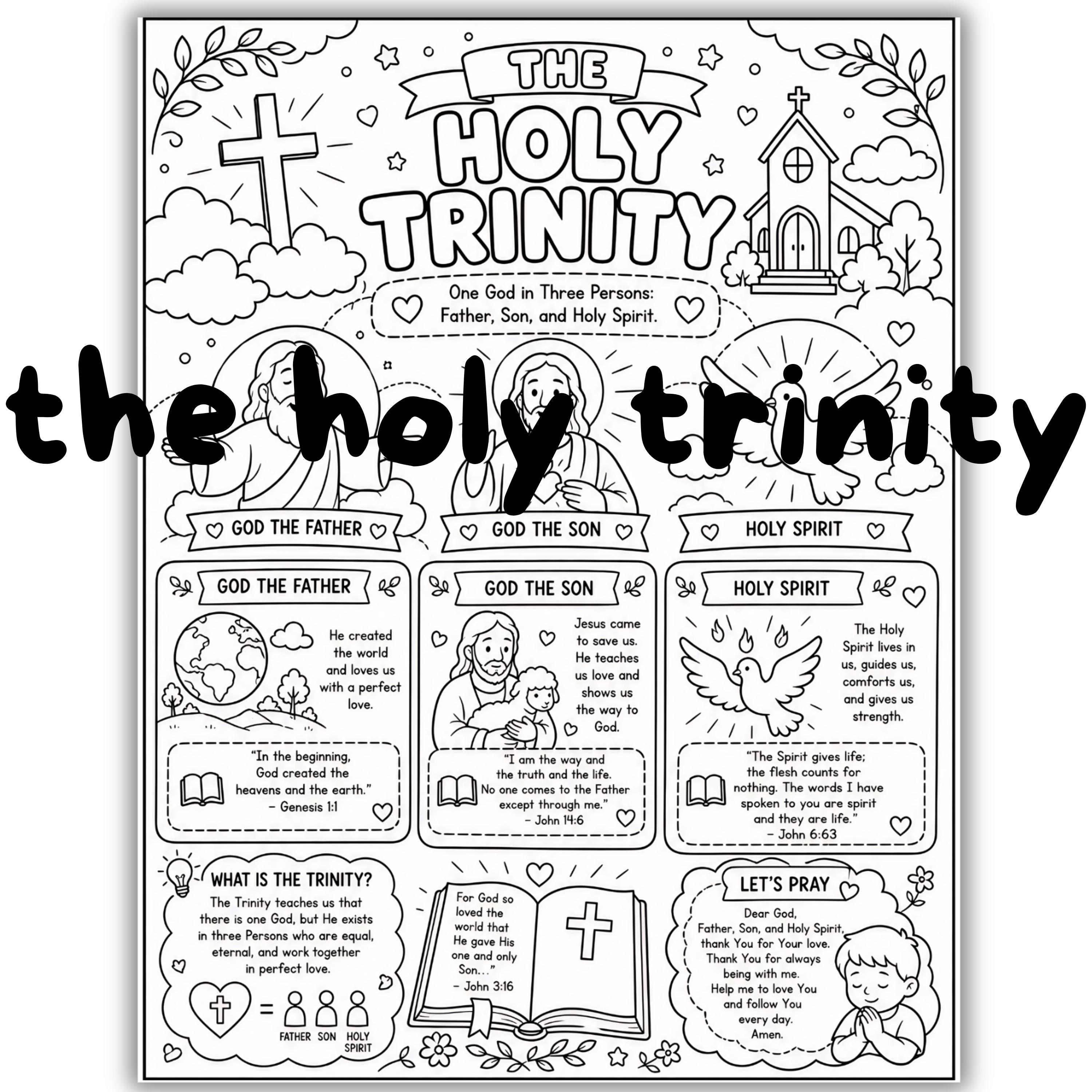 Trinity Worksheet.pdf Holy Trinity Coloring Page Printable PDF for Kids, Christian Sunday ...