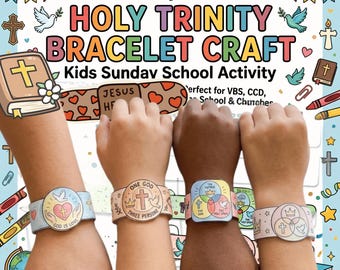 Holy Trinity Bracelet Craft Printable,Sunday School Activity, Trinity Wristband Coloring Page, Bible Lesson,VBS Printable,Christian Kids PDF