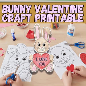 Valentine Bunny Craft Printable – Color, Cut & Paste Activity for Kids ...