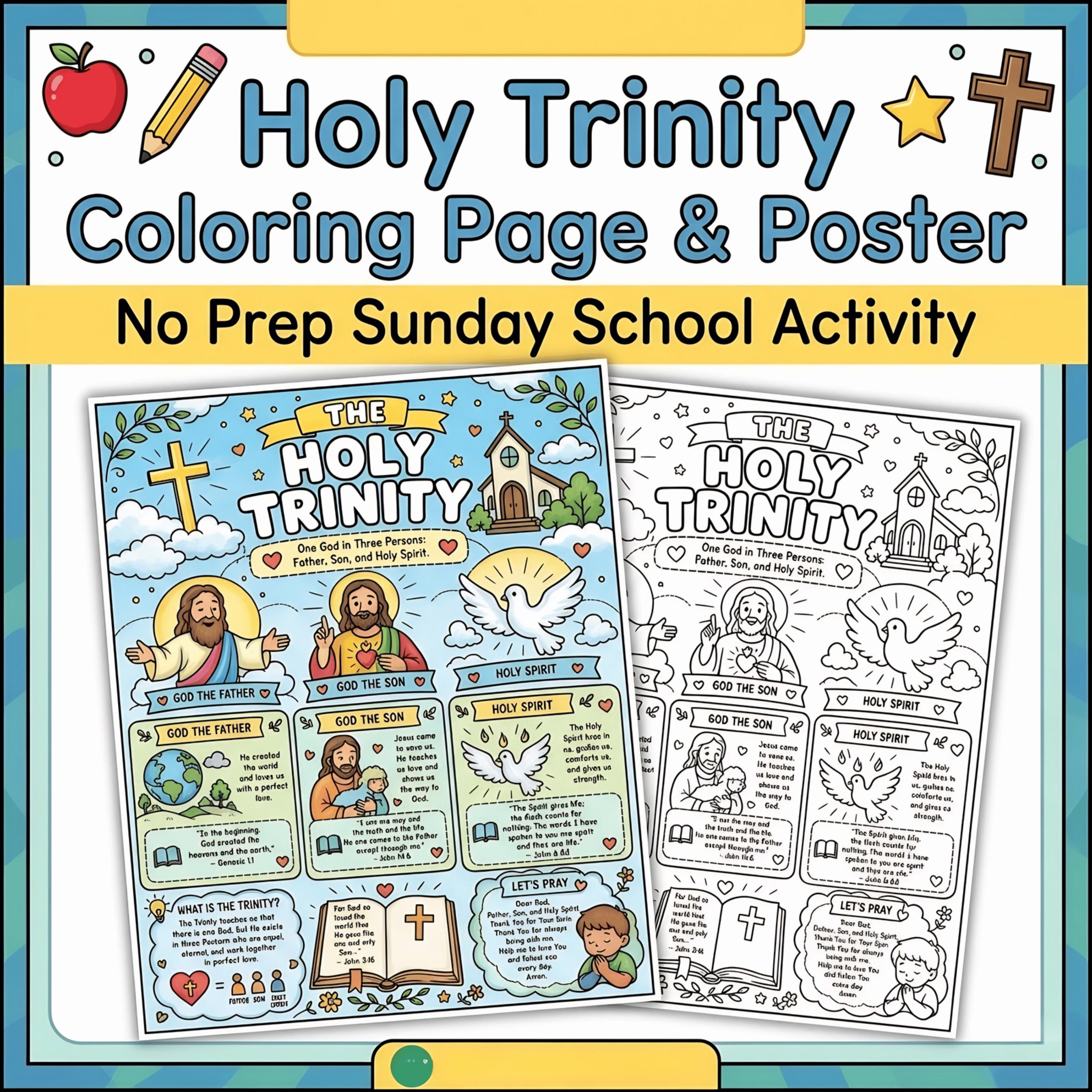 Trinity Worksheet.pdf Holy Trinity Coloring Page Printable PDF for Kids, Christian Sunday ...