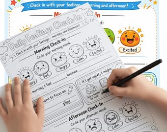 Daily Feelings Check-in Worksheet for Kids | Morning SEL Emotions Sheet ...