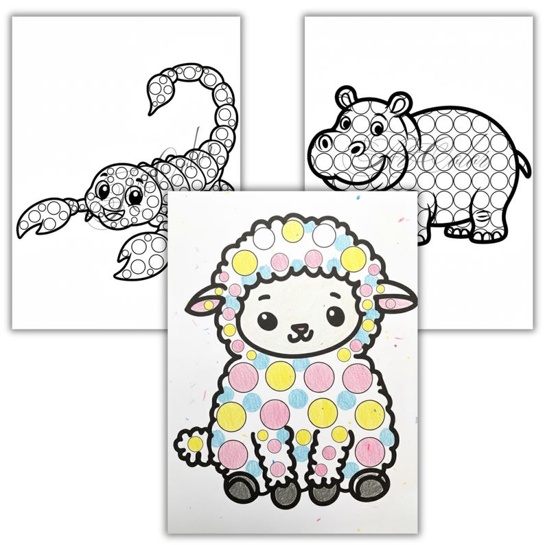 40 Animal Dot Marker Coloring Pages | Baby Animals Dot Art Printable ...