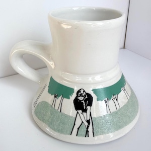 Feltman Langer Golf No Spill Mug Unisex OS White Vintage 1984 Wide Base Ceramic