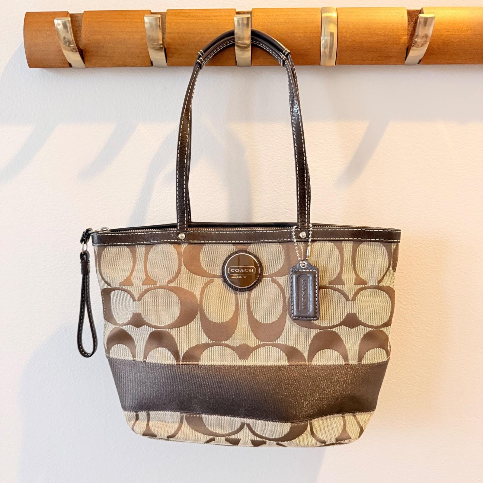 00s 【old coach】5446 shoulder bag brown Coach Crossbody&Shoulder Bags Monogram Brown Leather&Canvas 90s