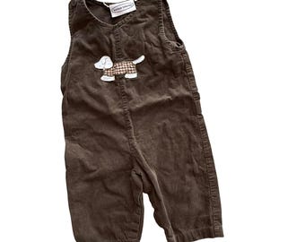 Dackel Welpe Cord Overall Unisex 9 M Braun Dackel Hund Neutral Baby Preppy