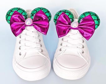Mouse Ears For Trainers | Vacation Shoe Charms | Sneaker Accessories | Mermaid Sequin Bows