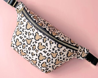 Leopard Print Mouse Bumbag | Character Fanny Pack | Animal Theme Park Sling Crossbody Bag