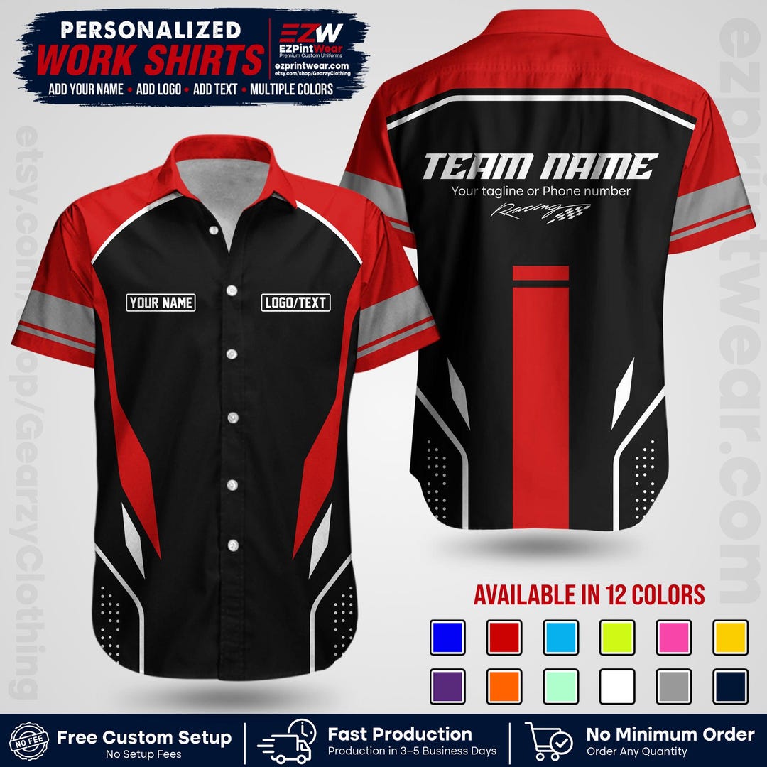 Custom Racing Shirt With Name, Logo & Text, Race Team Uniform ...