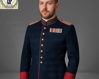 Veste de défilé militaire victorienne bleu roi pour homme – Manteau d'uniforme de cérémonie en laine