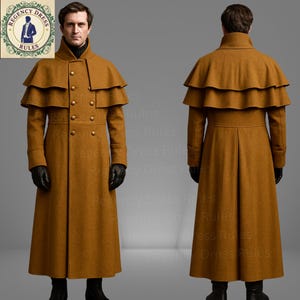Handmade Victorian Wool Inverness Cape Coat | Sherlock Holmes Style