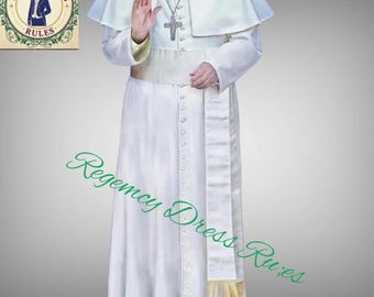 Maßgeschneiderte weiße Geistliche Kassocke – Handgefertigte Kirchenrobe mit Cape & Schärpe