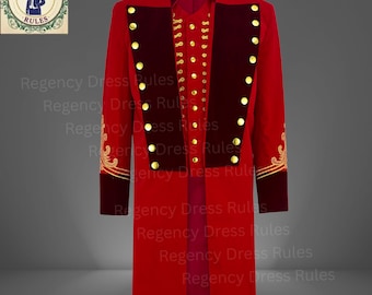 Handmade Showman Red Velvet Ringmaster Tailcoat – Victorian Circus Costume