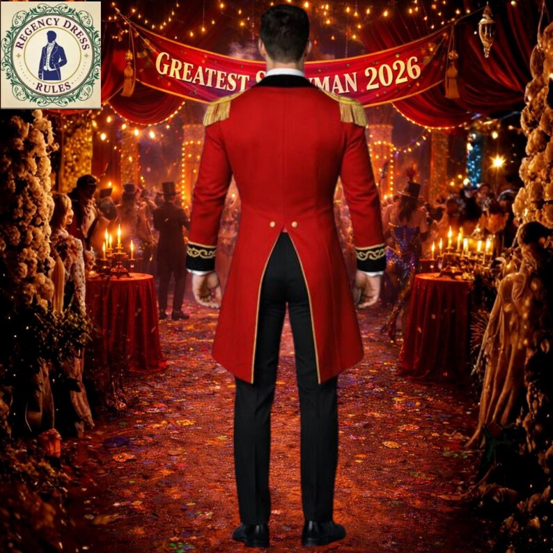 Greatest Showman Master of Ring Costume - Red Wool Tailcoat- Gold ...
