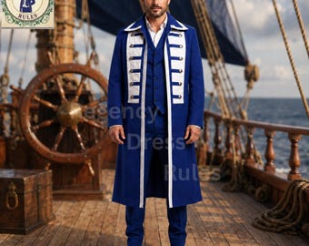Op Capitan Kaladin geïnspireerde blauwe wollen officiersjas | Stormlight Archief-cosplay