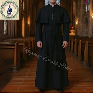 Limited Edition Customized  Divinely Crafted Black or White With Cape & Sash - Clergy Robe – Handmade Priest Cassock, Bishop Vestment & Monastic Robe for Sacred Church Worship - Make You Spiritually Strong, designed for religious ceremonies, church services, historical reenactments, and special events. Made with precision and care, this garment blends authenticity, sophistication, and comfort to suit clergy members, bishops, priests, and historical enthusiasts alike.