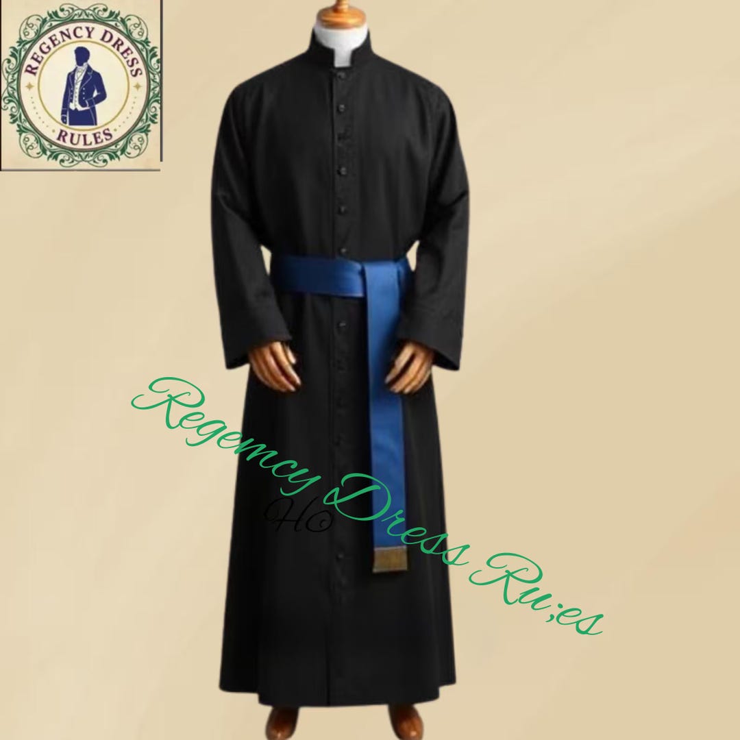 Custom Black Roman Cassock: Wool Blend Clergy Vestment With Sash - Etsy