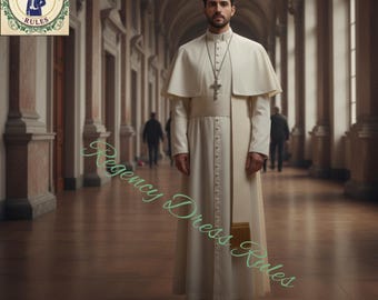 Handgefertigte Off-White-Premium-Qualität Wolle Geistliche Kassocke mit Cape & Schärpe - Priester - Religiöse Robe