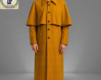 Custom Men's Victorian Inverness Wool Cape Coat | Sherlock Holmes Style Replica