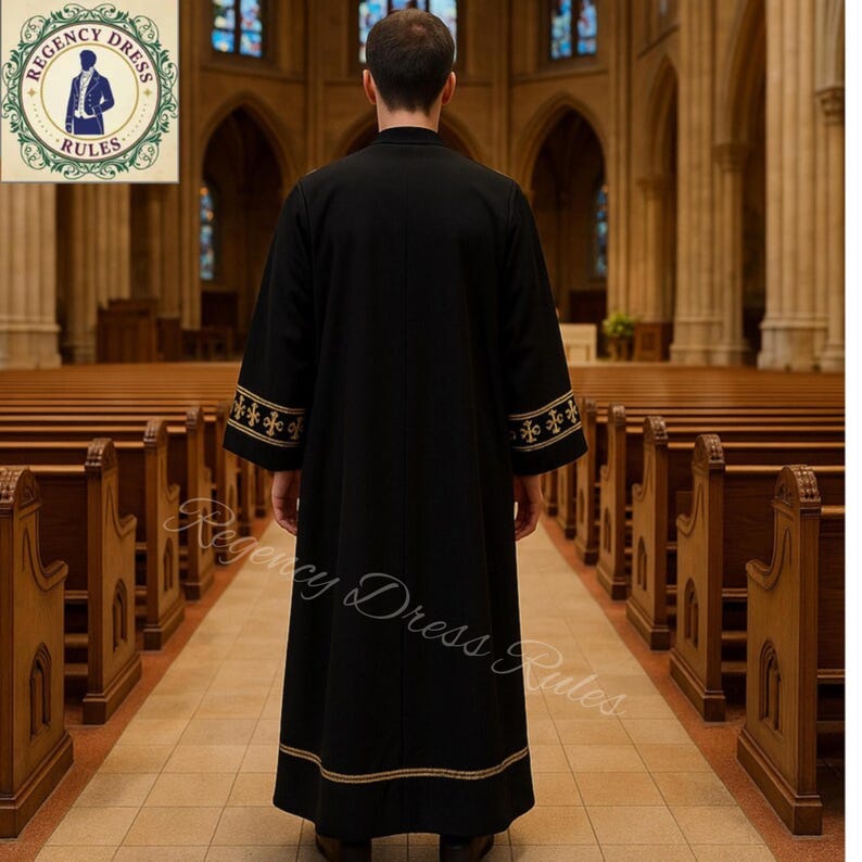 Handcrafted Wool Priest Cassock: Black Clergy Robe With Golden ...